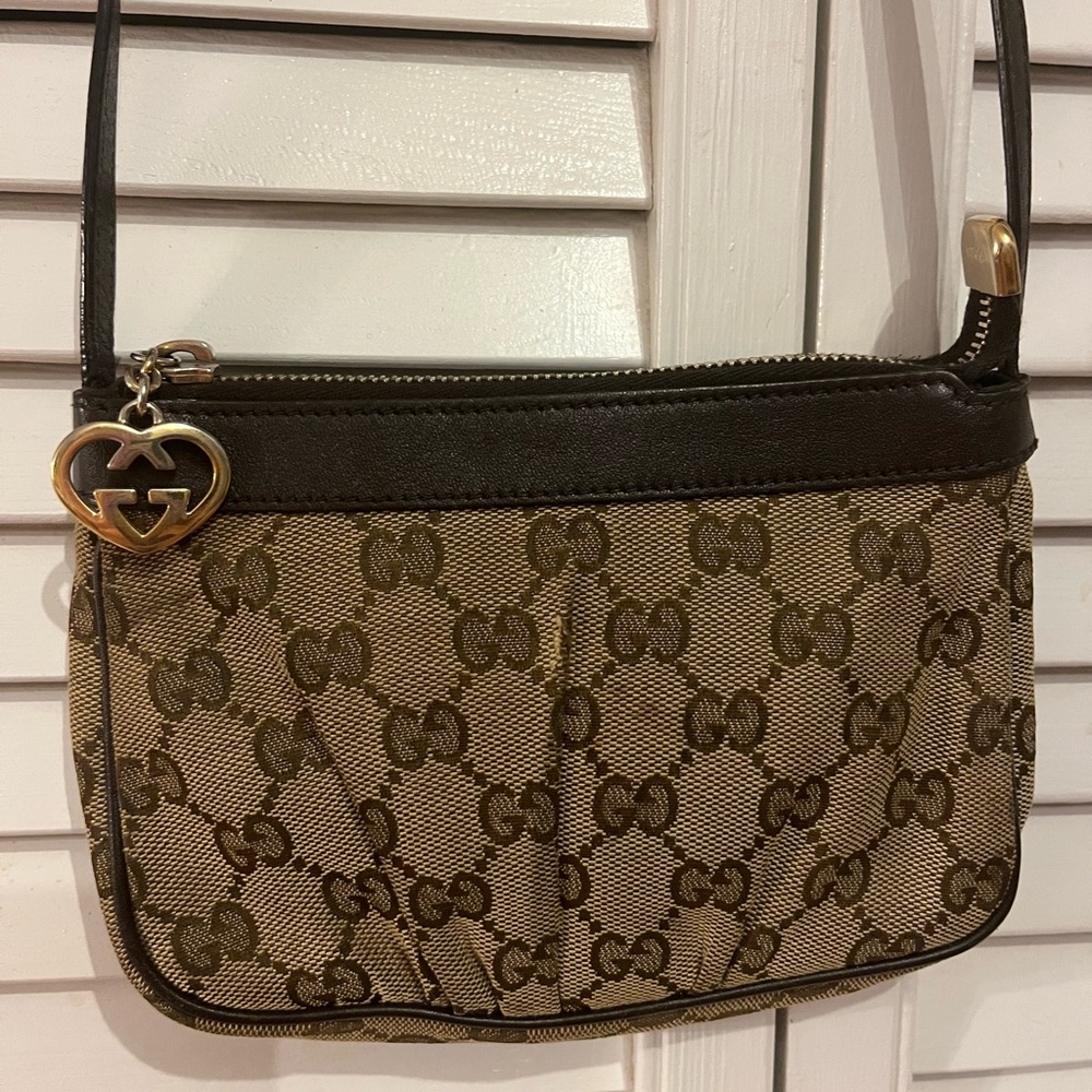 Gucci Beige and Dark Brown Monogram Clutch